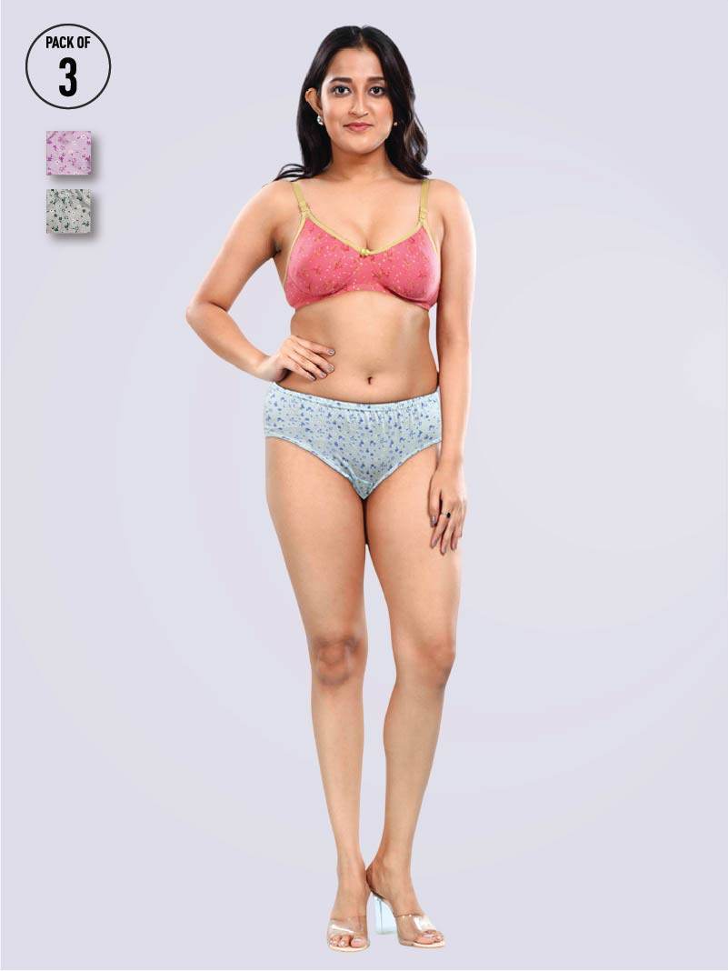 Pack of 3- Print Passion Super Comfy Mid Waist Panty - Bold And Bae Fashion